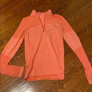 Nike Red Orange Quarter Zip long Sleeve